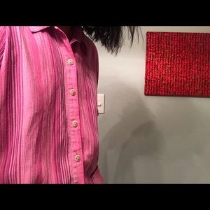Pink short sleeve button down
